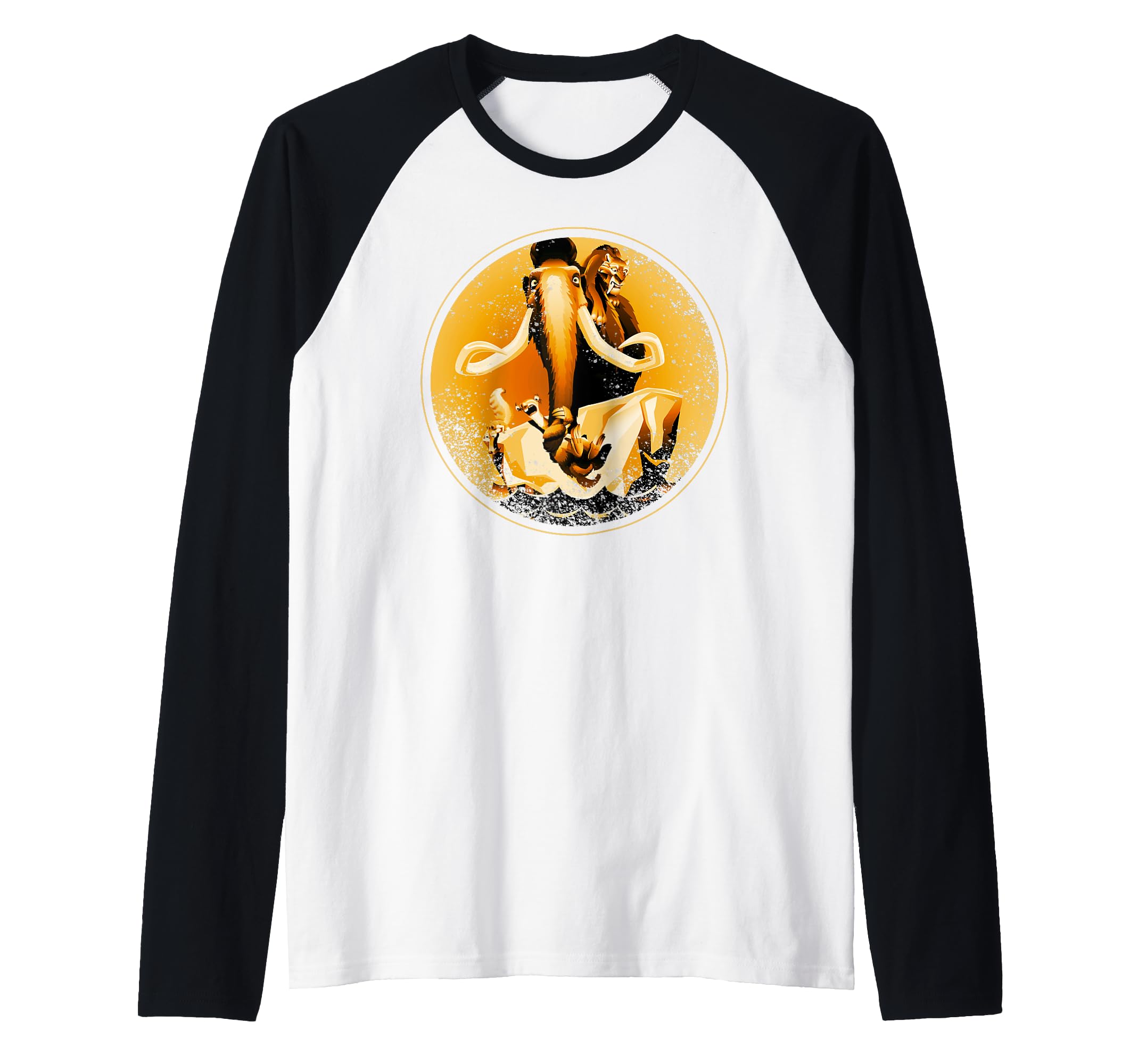 Ice Age Manfred Diego Sid and Scrat Sepia Raglan Baseball Tee