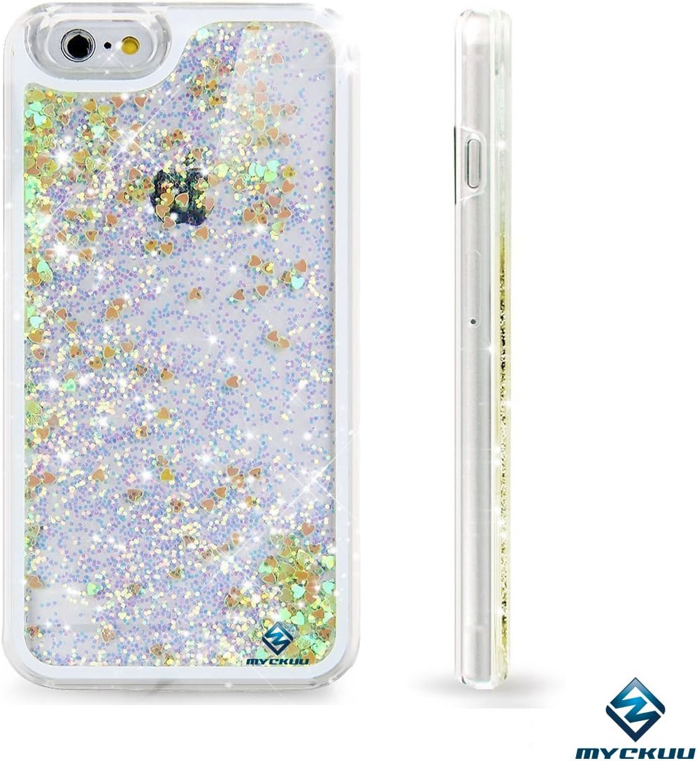 iPhone 6s plus case,iphone 6 plus case, Myckuu Liquid, Appmax Cool Quicksand Moving Stars Bling Glitter Floating Dynamic Flowing Case Liquid Cover for Iphone 6s plus 5.5inch (yellow heart)