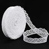 VGOODALL 30-Yard Lace Ribbon for Scrapbooking &amp; Crafts, 0.5 inch Width | White Lace Trim Ribbon, Polyester Ribbon for Wedding, Gift Wrapping &amp; DIY Projects, Washable Non, Fraying Decorative Trim