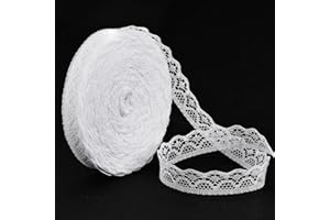 VGOODALL 30 Yards White Lace Ribbon Roll, Lace Trim Sewing Crafts Lace for Gift Wrapping Dress Decoration Wedding