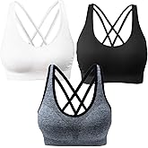 AKAMC Women's Cross Back Sport Bras,Adjustable Straps Padded Criss Cross Cropped Bras for Yoga Workout Fitness