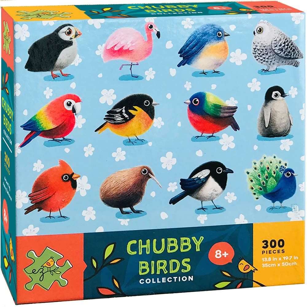 Birds Puzzles 300 Piece for Kids and Adults Large Pieces Cute Chubby Snow Owl Penguin Peacock Jigsaw Puzzle for Bird Lovers