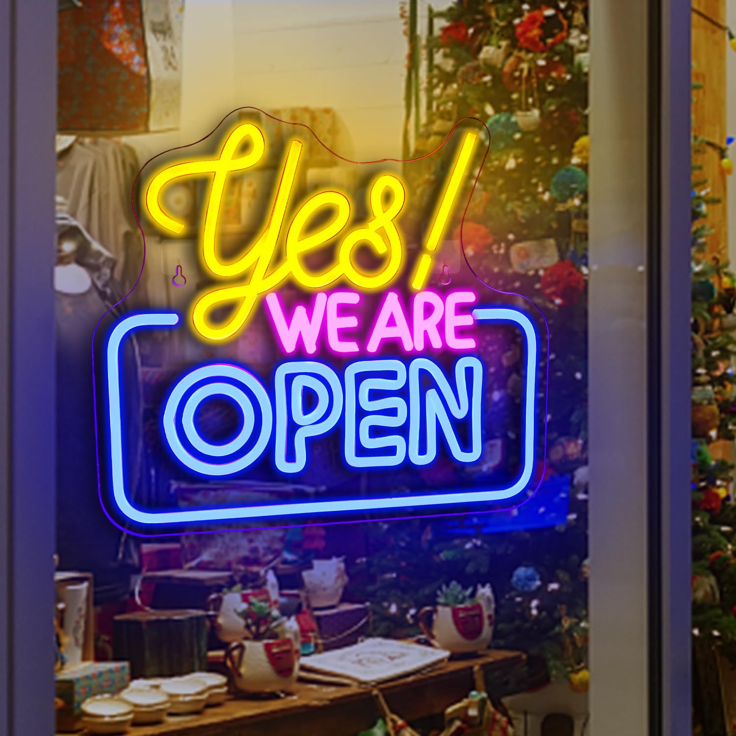 Photo 1 of Ineonlife Open Neon Signs,Bright Led Light High Visibility Advertisement Board Electric Display Sign Walls Window Door Bar Shop Coffee Salon Hotel Store(USB Powered/13.4 * 11.8 in)