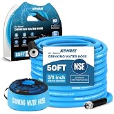 Kohree NSF 372 Certified 50-ft Drinking Water Hose, 5/8'' Premium RV Water Hose with Storage Bag, Heavy-Duty Machined Fitting