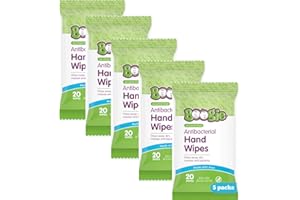 Boogie Antibacterial Hand Wipes by Boogie, Alcohol Free, Hypoallergenic and Moisturizing Aloe, for Kids and Adults -100 Total Wipes (5 Packs of 20)