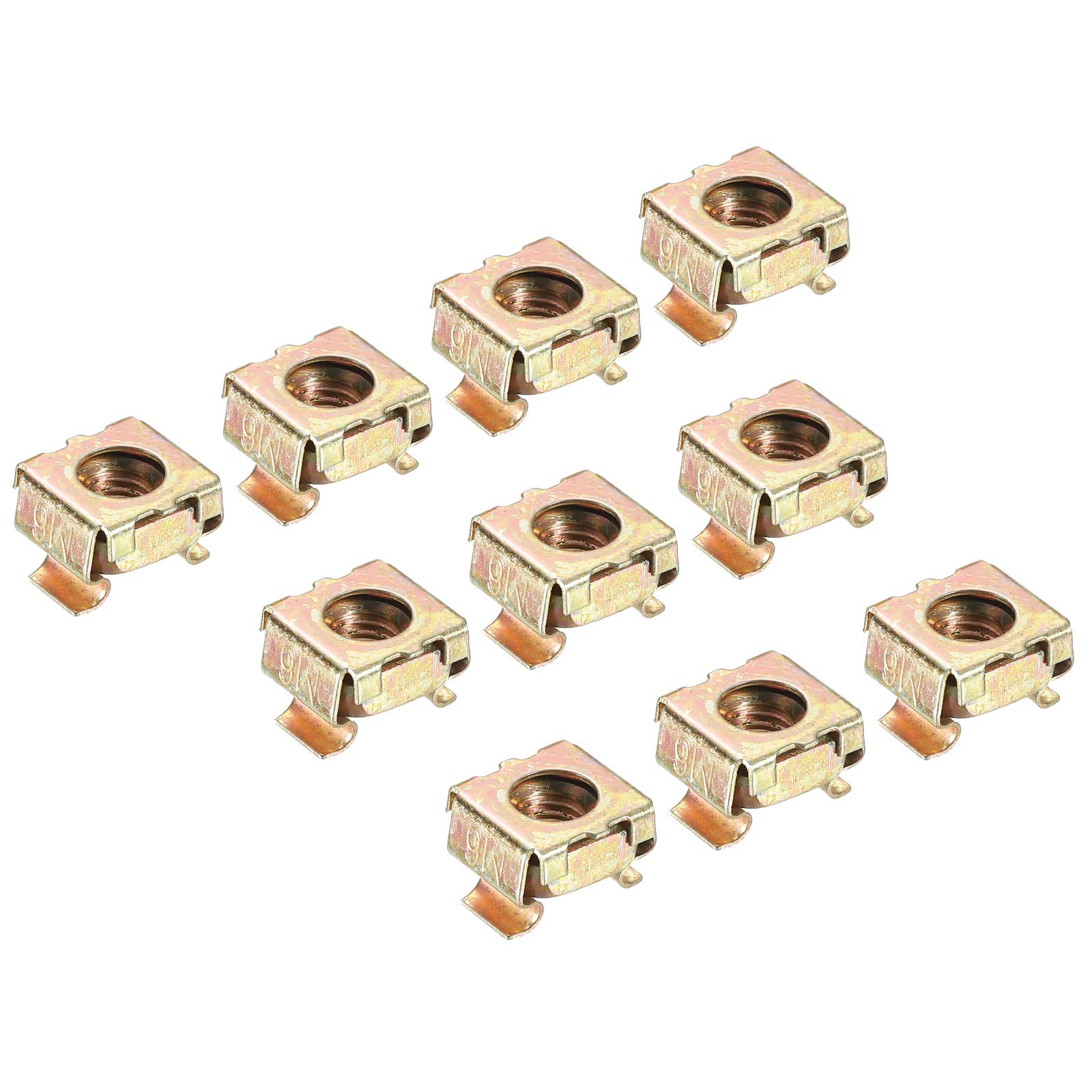 PATIKIL M6 Cage Nuts Carbon Steel Zinc Plated for Server Rack Cabinets, Yellow Zinc Pack of 30