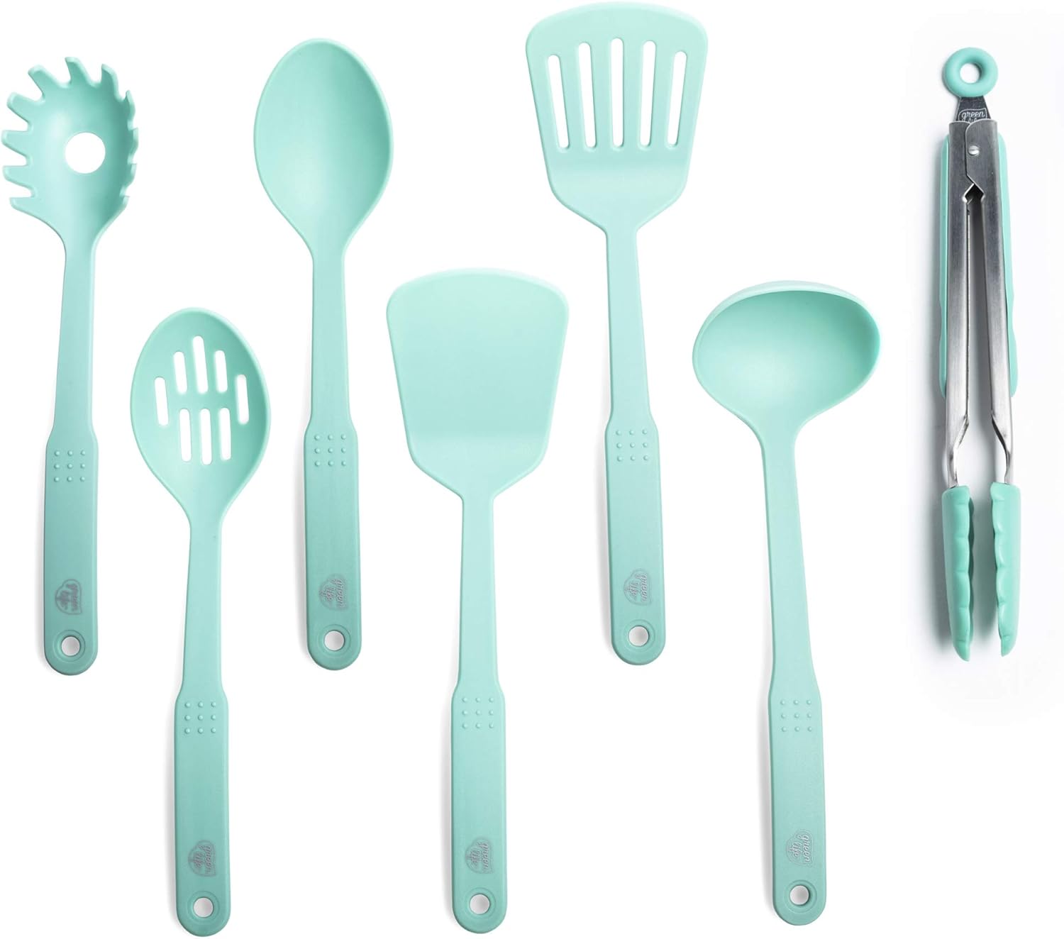 GreenLife Nylon Cooking Set, 7-Piece Utensil, Turquoise/Mint Green: Kitchen & Dining