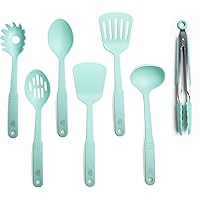 GreenLife Nylon Cooking Set, 7-Piece Utensil, Turquoise/Mint Green