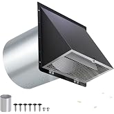 6 Inch Hooded Wall Vent with Screen and Damper,6 Inch Wall Exhaust Vent Cover Dryer Ventilation Cap Exterior for Kitchen Range Hood Air Exhaust,External Extractor w/Non Return Flap,Galvanized Steel