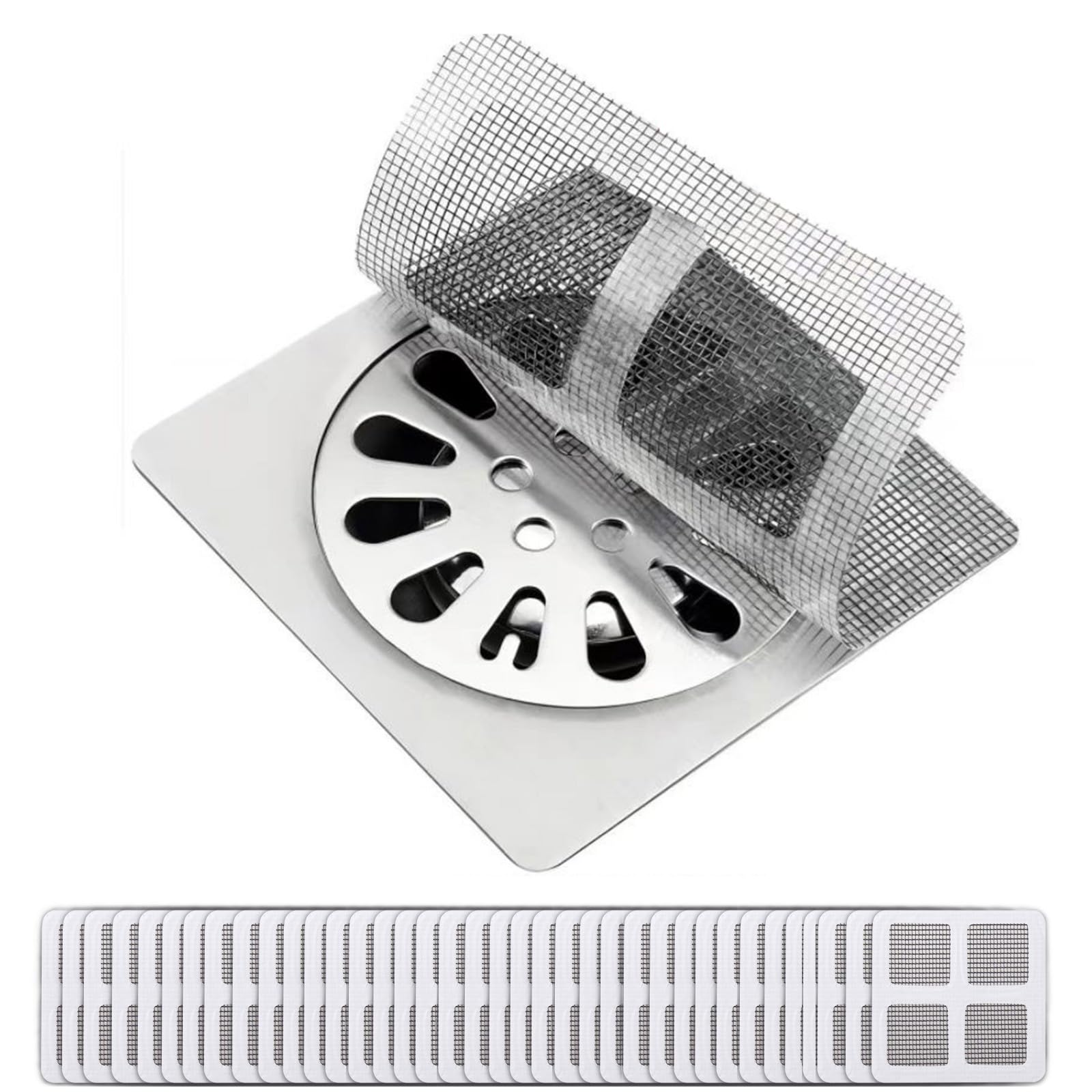 Photo 1 of 100 Pcs Disposable Shower Drain Hair Catcher, Sink Drain Strainer,Drain Covers Suitable for Bathroom, Bath, Kitchen Sink(4"X 4")