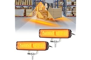 HSYFUNA LED Forklift Safety Light - 2 Pack Warehouse Warning Light with Adjustable Mounting Bracket for Truck, AGV Security Indicator Spotlight Brightness (Yellow)