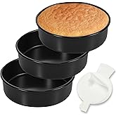 RFAQK 8-Inch Round Cake Pan Set of 3, Nonstick Baking Cake Pans with 50 Pieces Parchment Paper, Dishwasher Safe