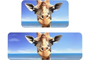 Anti Fatigue Kitchen Mats for Floor 2 Piece, Beach Giraffe Kitchen Rugs Non Slip Cushioned Kitchen Floor Mats Carpet, Absorbe