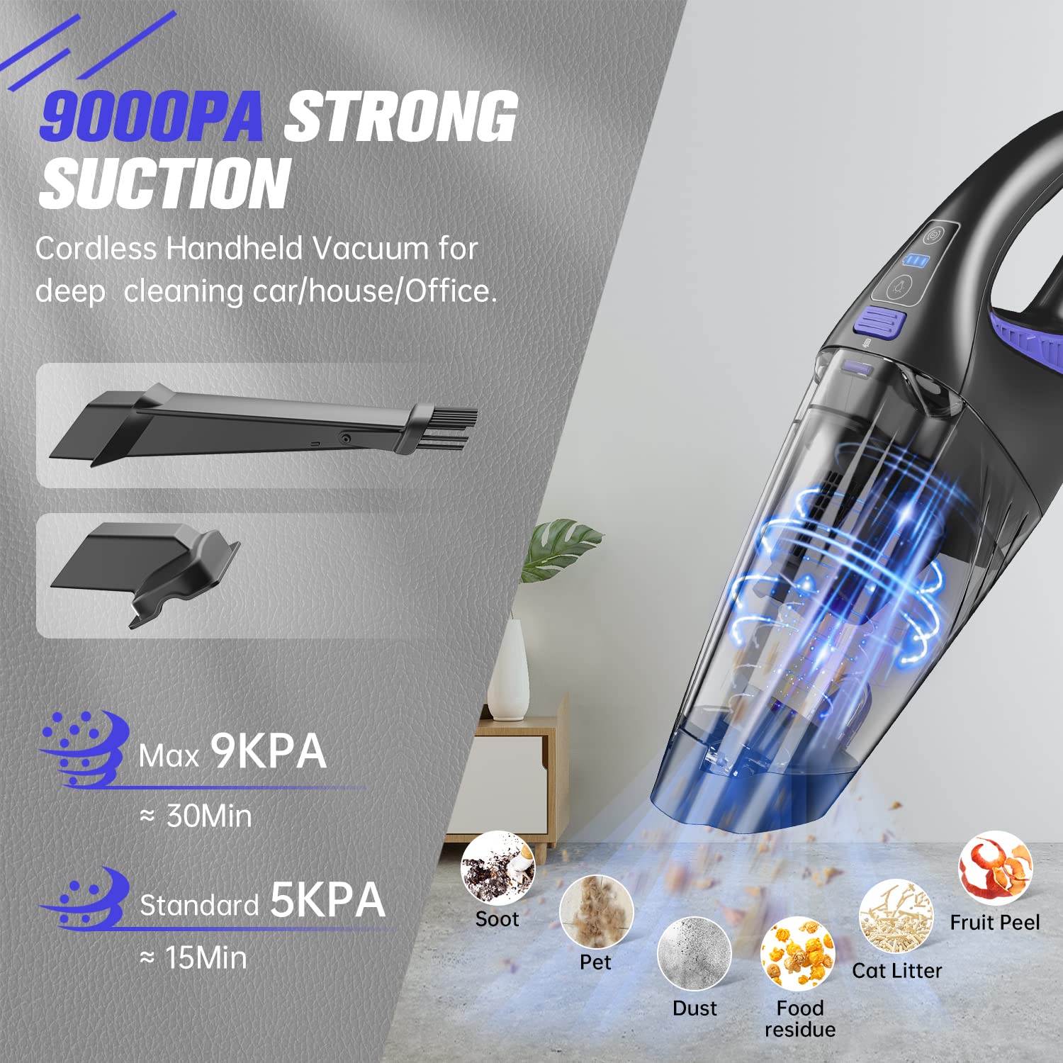 Handheld car vacuum cleaner 18000pa cordless hand held vacuum cleaner