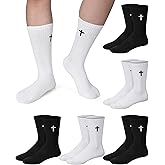 Shihanee 6 Pairs Cross Socks for Men Ribbed Knitted Christian Crew Socks Faith Religious Gifts for Friends Co Workers