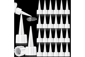 Loopeer 24 Pcs 312 Extra Tips for Ca Glue Snip Tip Applicator Tips Cap Plastic Glue Micro-Tips Extender Precision Applicator for Ca Bottle Adhesive Tubes Dispensing DIY Crafts(White)