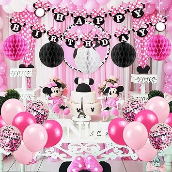 Jollyboom Minnie Mouse Birthday Party Supplies Decoraciones Minnie Mouse Globos Cupcake Toppers Envoltorios Para Ninas 1º 2º 3º Cumpleanos Articulos De Fiesta Globos Multiapp Gr