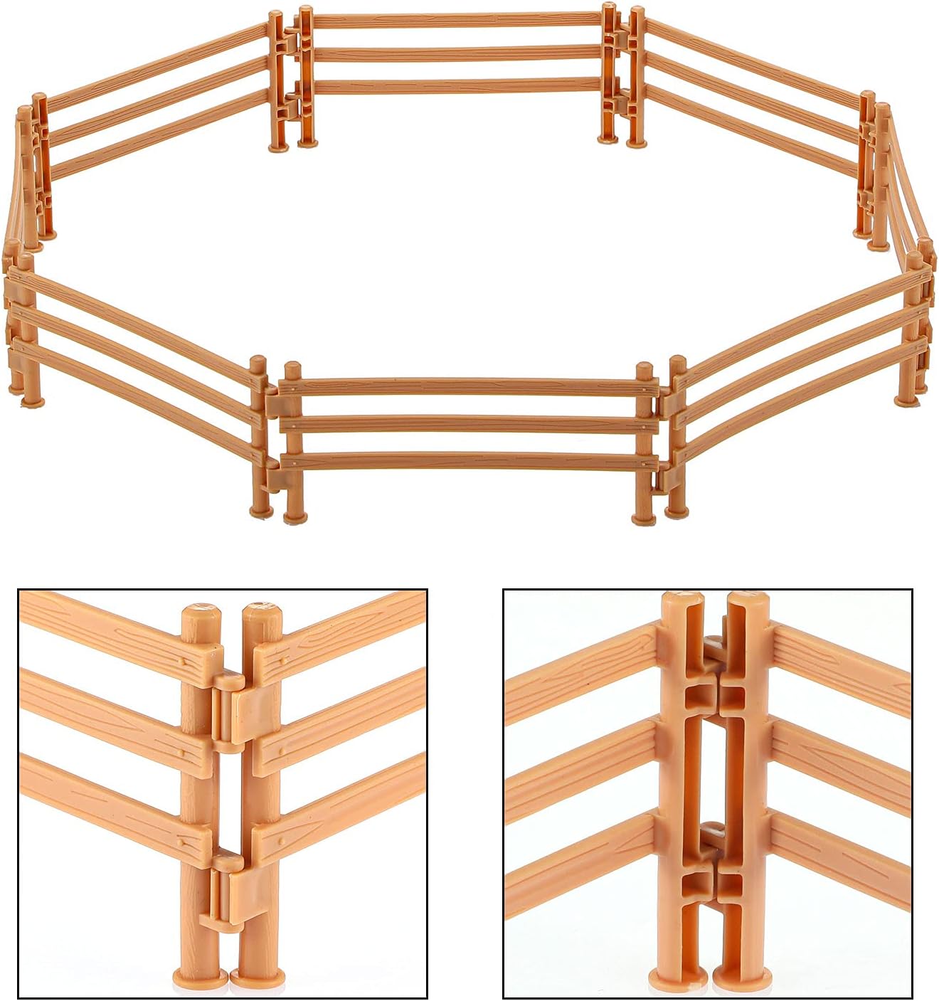 Sumind 40 Pieces Horse Corral Fencing Accessories Playset Plastic Farm Fence Toy for Barn Paddock Horse Stable Farm Animal Fence Panel Paddock Toy Educational Present Cake Toppers - Image 4