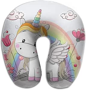 Amazon.com: CY STORE Cute Cartoon Unicorn And Rainbow On The Meadow U Type Pillow Memory Foam ...