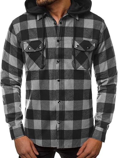 gingham hooded shirt