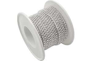 LYFJXX 1 Roll 10 Yard 2MM Crystal Rhinestone Close Chain Trim for DIY Jewelry Crafts DIY Crystal Claw Chain(Silver)