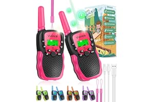 VVINCA Walkie Talkies for Kids, Rechargeable Long Range Gift Toy for Ages 3 4 5-7 8-12 Year Old Girl Boy with 22 CH 2 Way Radio Flashlight 3 Mile Long Range Walkie Talkie for Outdoor Game Camping 2 Pack