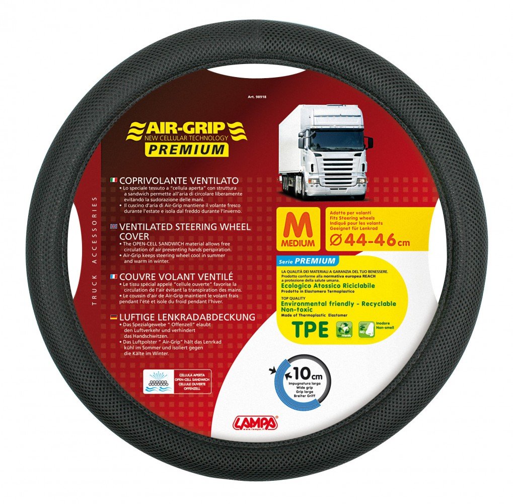 LAMPA 98918 Premium Air-Grip Steering-Wheel Cover, M