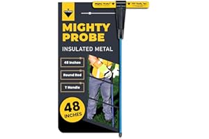 T&T Tools 48-Inch Mighty Probe Insulated Metal Soil Probe – 3/8" Metal Round Rod, Heavy Duty Design for Easy Penetration & Wi