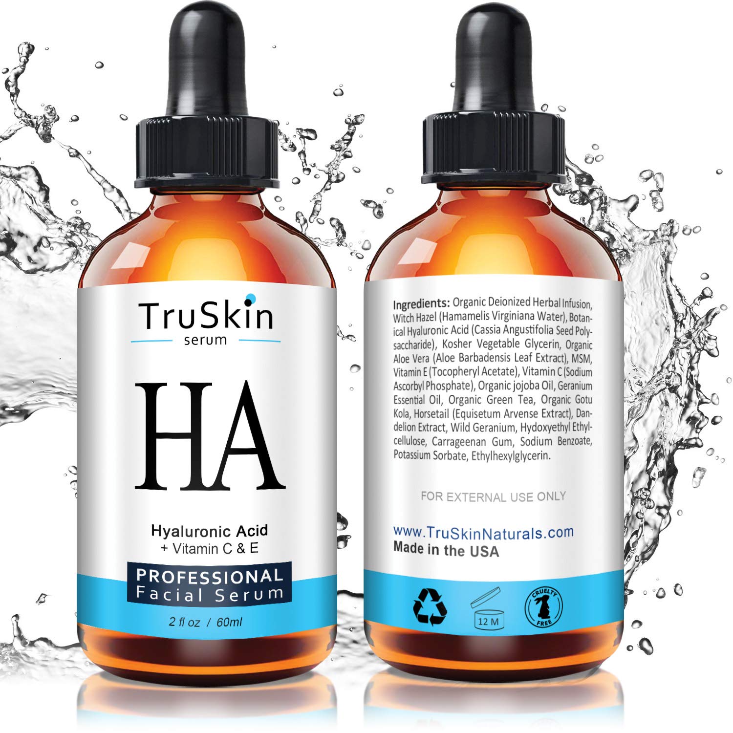 The BEST Hyaluronic Acid Serum for Skin & Face with Vitamin C, E, Organic Jojoba Oil, Natural Aloe and MSM - Deeply Hydrates & Plumps Skin to Fill-in Fine Lines & Wrinkles - (1oz): Beauty