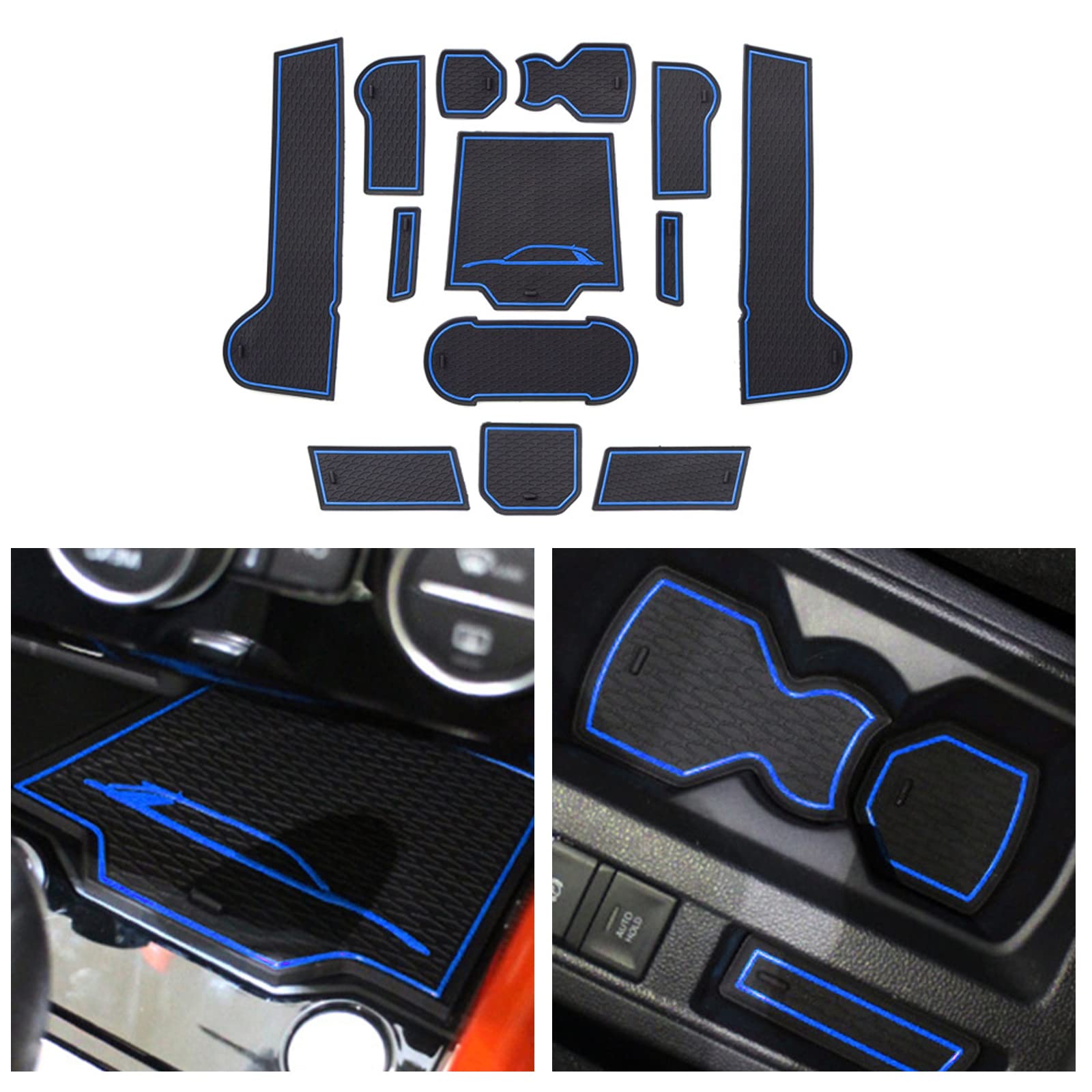 CDEFG for V W T-ROC Car Interior Door Slot Non-Slip Mats Anti Slip Cup Holder Mat Center Console Armrest Box Storage Pads (Blue)
