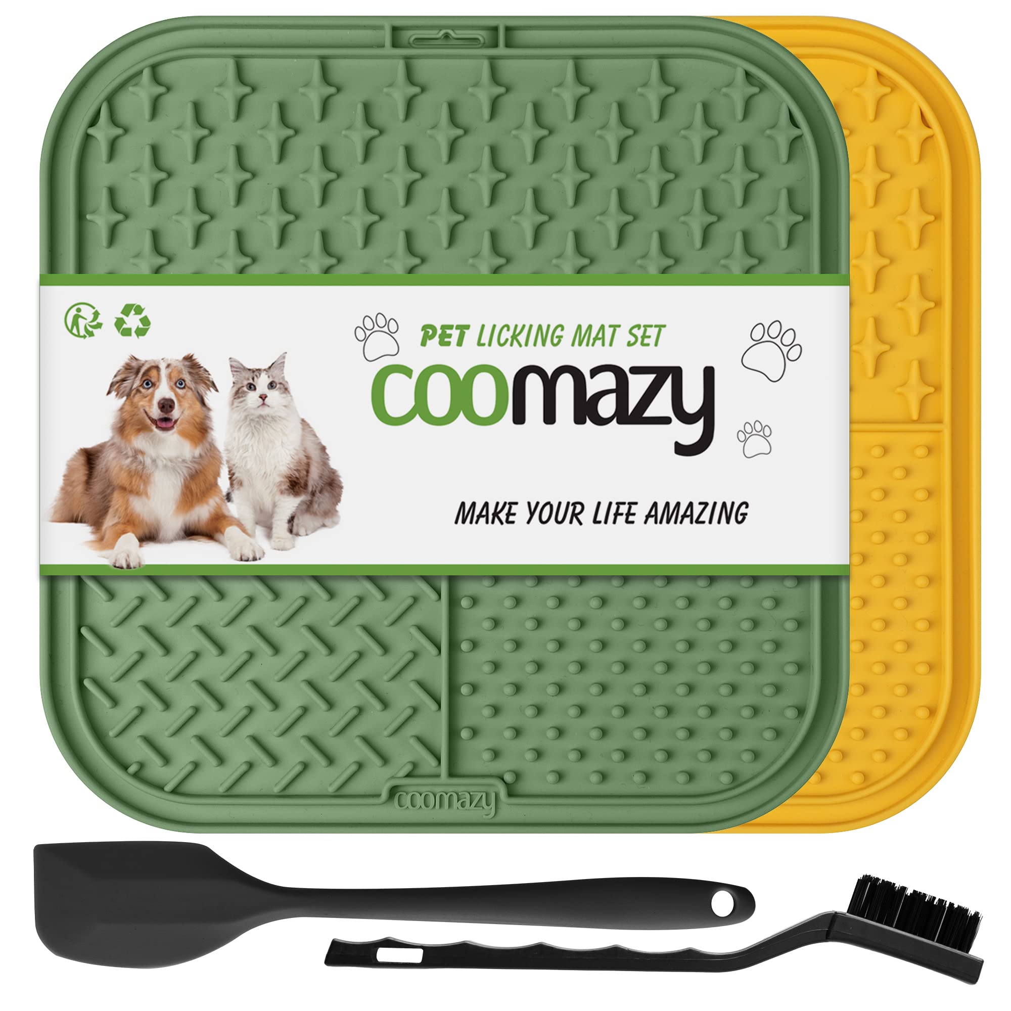Coomazy Licky Mats for Dogs 2 Pcs Dog Slow Feeding Lick Mats with Suction Cup Boredom and Anxiety Reducer Lick Mats for Dogs