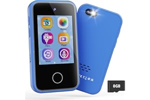 DUDUDRAGON Kids Smart Phone Toy for Boys 3 4 5 6 Year Old, MP3 Music Player, Dual Camera Travel Toys Educational Games, Toddler Birthday Gifts Touchscreen Pretend Play Phones for 3-8 Year Old，Blue