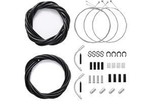 GIONFE Universal Bike Brake Cable and Shift Derailleur Cable Bike Cable Housing Kit, Standard Bicycle Transmission Line with Bike Cable End Caps O-Rings, for Front and Rear Mountain MTB Road Bike Repair