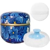 Powder Puff and Powder Container for Body Dusting Powder Case with Puff for Baby and Women,Loose Powder Containers with Puff for Travel (Blue Season1.0)