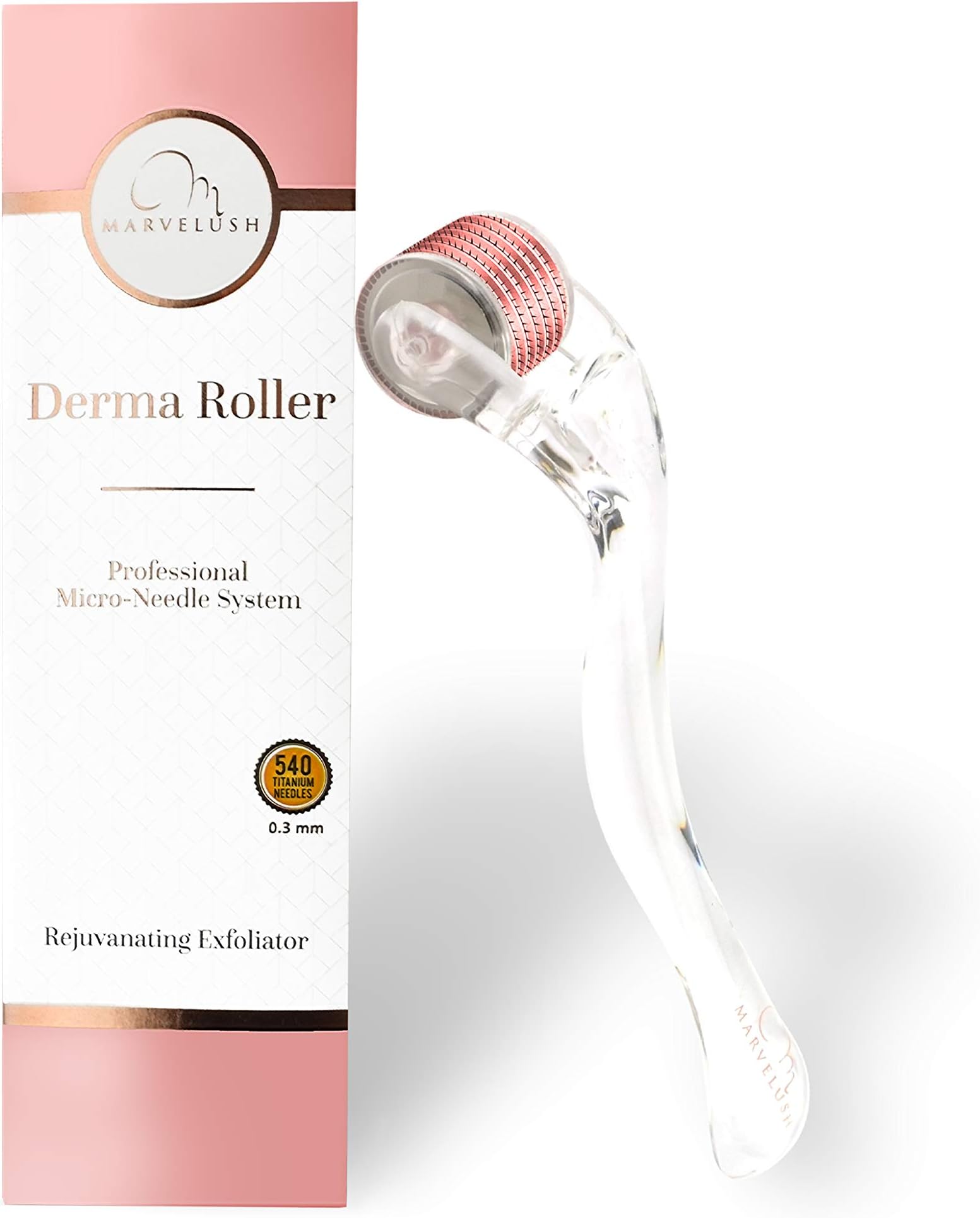 Derma Roller | Microneedling | Anti-aging Facial Skin Care | Reduce Dark Under- Eye Circles | 540 Titanium Microneedles 0.3mm | Ebook | ✨Marvelush Skincare Bundle ✨