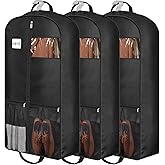 43" Heavy Duty Garment Bags Suit Bags Travel, Suit Holder for Hanging Clothes Storage, 6" Gussetes with Pockets and 2 Carry H