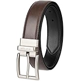 Tommy Hilfiger Men's Reversible Leather Belt - Casual for Mens Jeans with Double Sided Strap and Silver Buckle , brown/black, 42