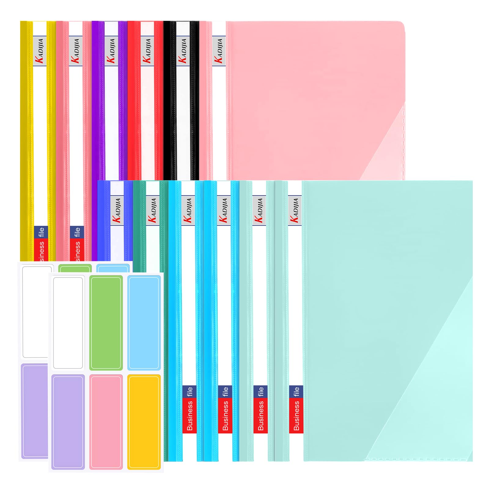 12 Pack A4 Project Folders, Plastic Wallets Presentation Project Folders Report Document Organiser Holder Case Plastic Document Transparent Cover Files Folders, Report Files Sorting - 8 Colors