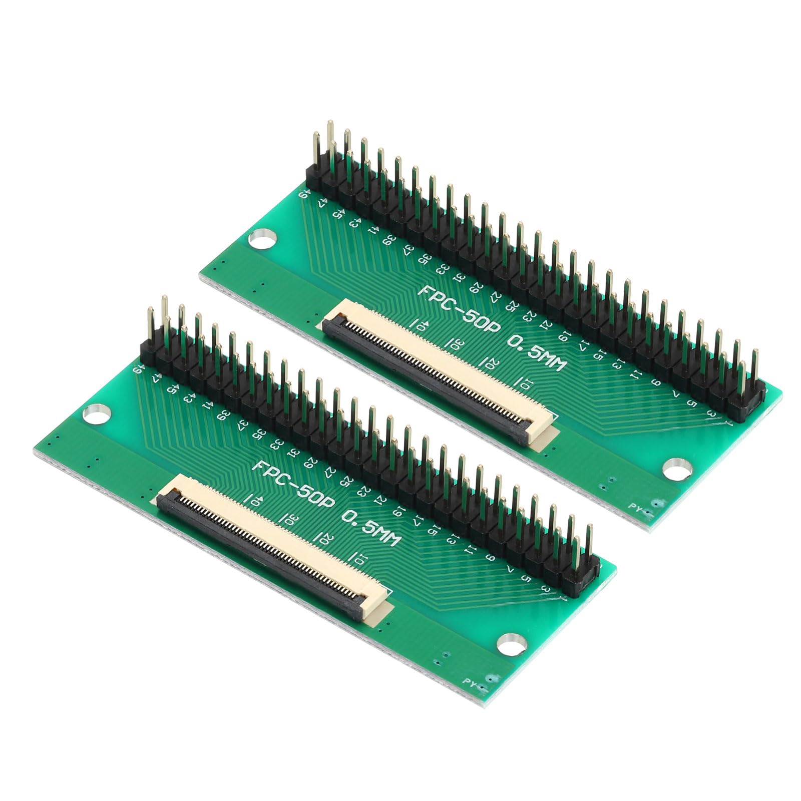 Photo 1 of MECCANIXITY 2pcs FFC FPC Connector Board 50 Pin 0.5mm Socket to 2.54mm Double Row Male Pin Header Strip Adapter, PCB Converter Board for DVD TV/Digital Cameras/Laptops
