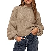 BTFBM Sweaters for Women Fall 2026 Crew Neck Lantern Long Sleeve Oversized Sweater Casual Knit Winter Pullover Tops