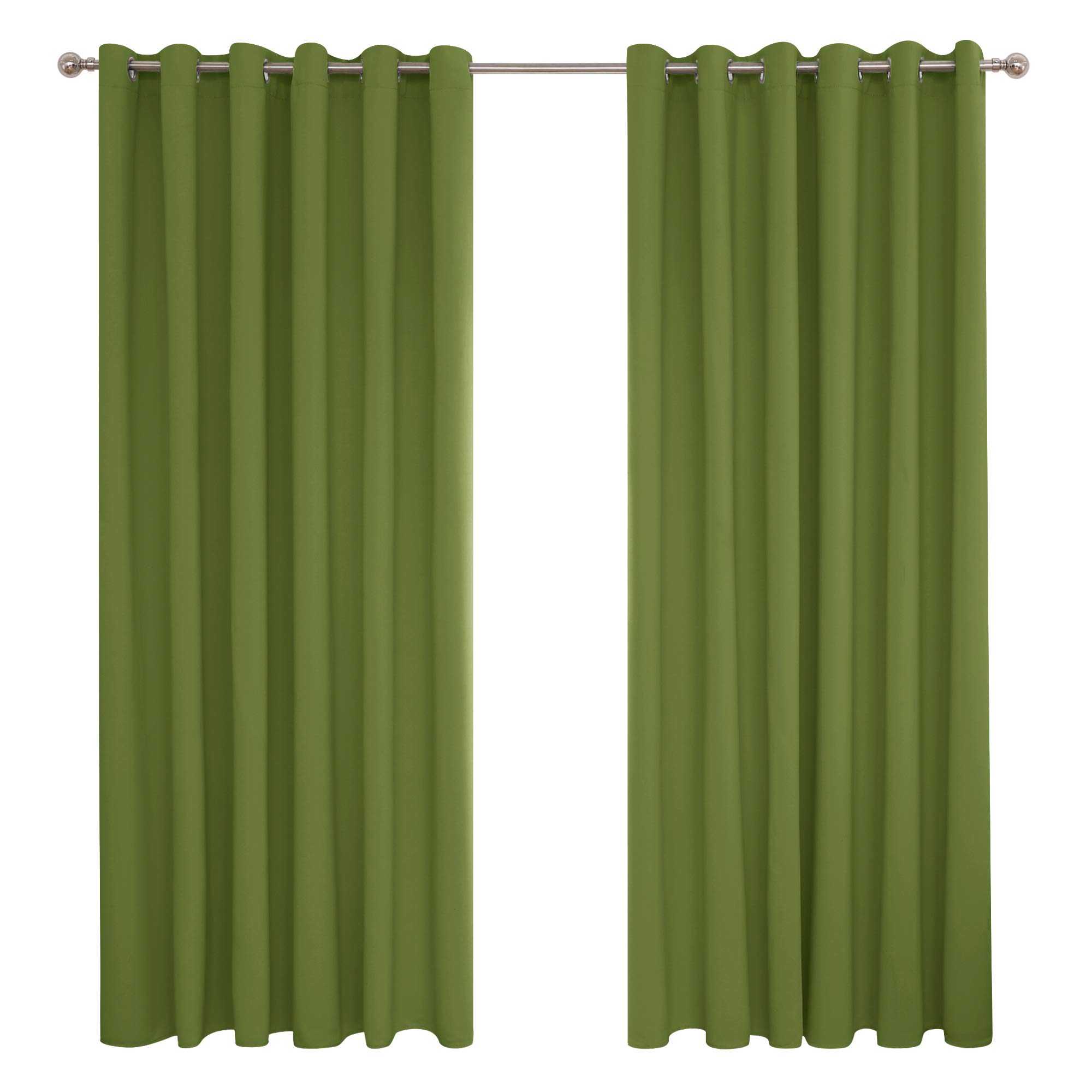 Deconovo Super Soft Solid Thermal Insulated Eyelet Blackout Curtains for Livingroom 90 x 90 Inch 1 Pair Green