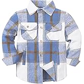 Cromoncent Boys Long Sleeve Flannel Plaid Shirt Button Down Thick Shirts