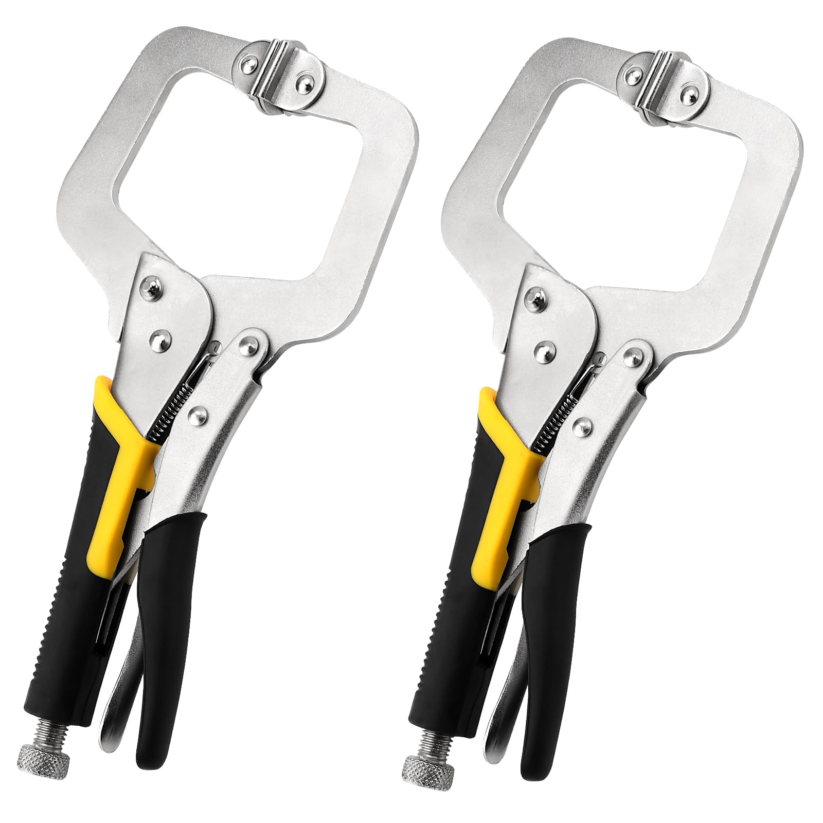 ZEONHAK 2 Pack 28cm C Clamp Locking, 8cm Adjustable Opening Width Welding C Clamps with Swivel Pads, 11 Inch Face Clamps Locking Pliers for Woodwork, Welding, Cabinet