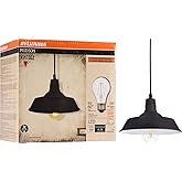 Sylvania Vintage Hudson Antique Pendant Light Fixture with 1 8.5W A19 LED Bulb Included, 800 Lumens, Antique Black, Dimmable 