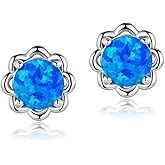 Created Opal Flower Stud Earrings for Women Hypoallergenic Jewelry Gifts