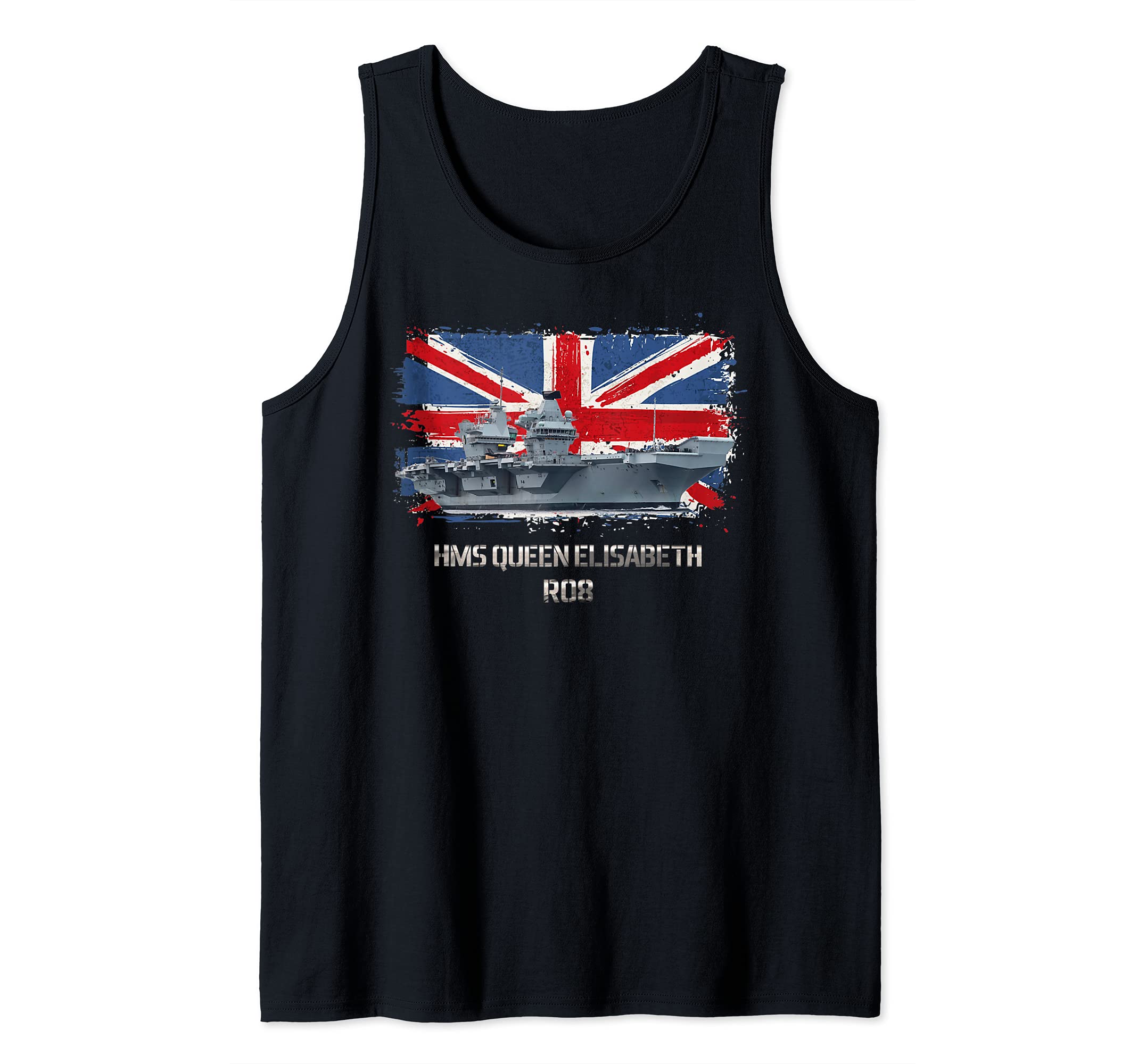 UK Aircraft Carrier R08 with british flag Tank Top