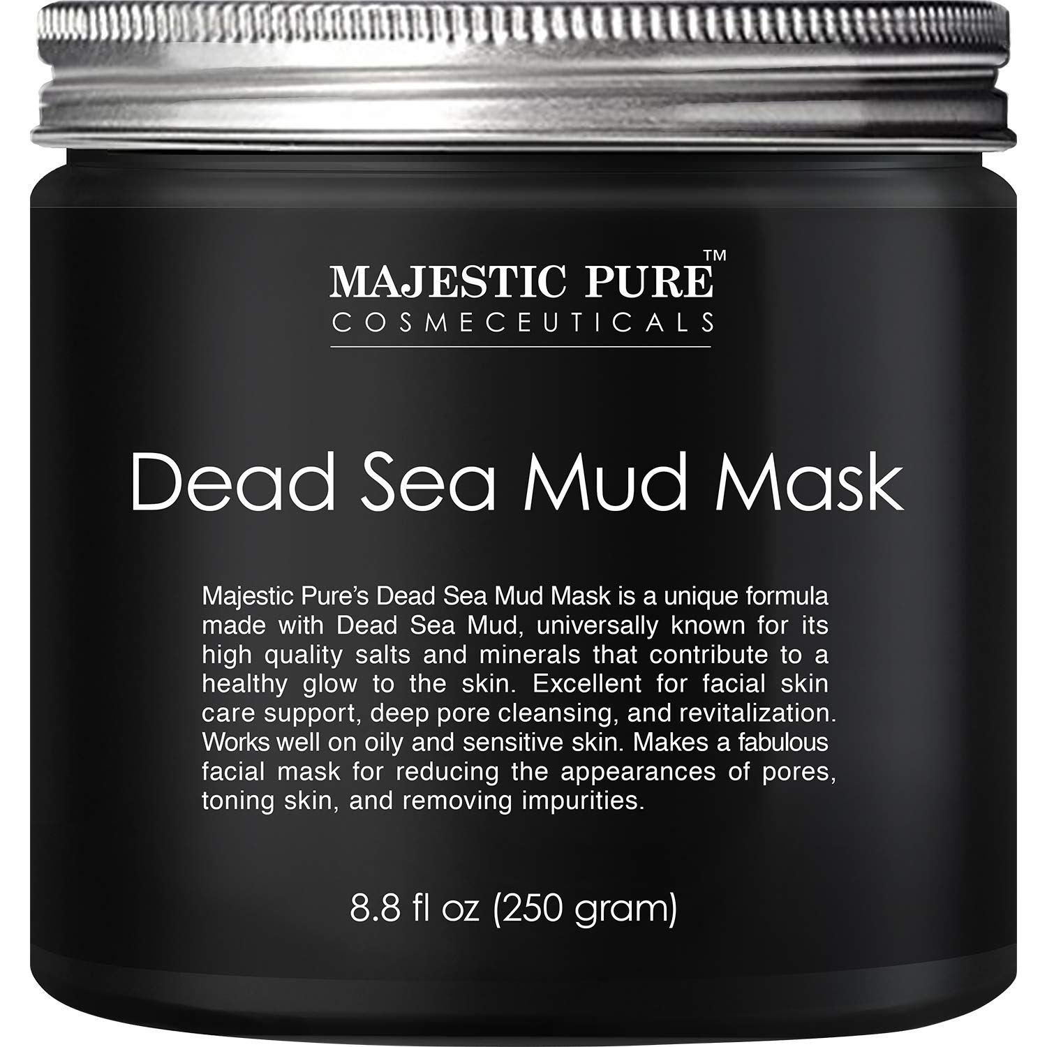 MAJESTIC PURE Dead Sea Mud Mask - Natural Face and Skin Care for Women and Men - Best Black Facial Cleansing Clay for Blackhead, Whitehead, Acne and Pores - 8.8 fl. Oz : Beauty