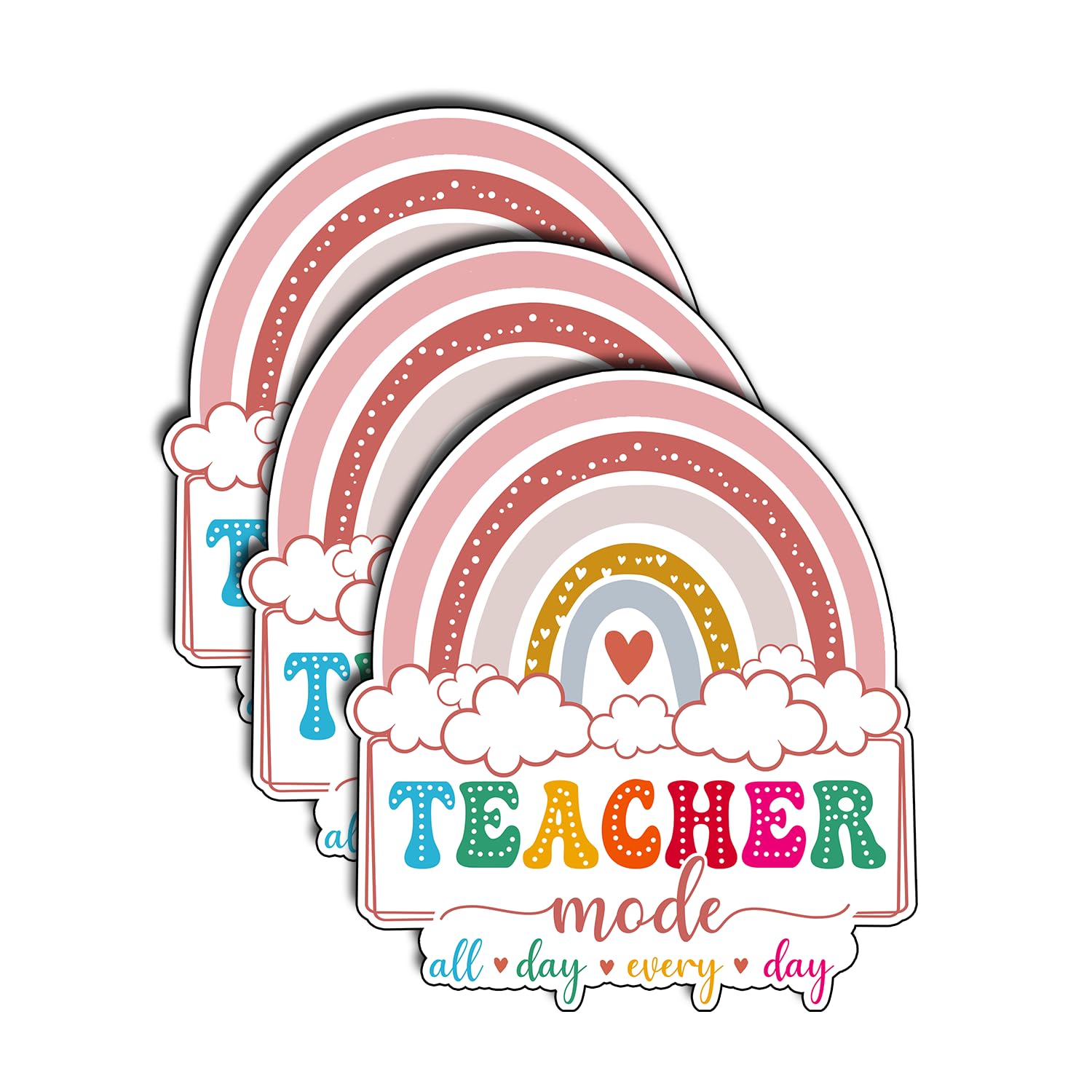 Photo 1 of (3Pcs) Teacher Mode All Day Every Day Stickers Inspirational Funny Student School Graduation Appreciation Gifts Waterproof Vinyl Decal for Kindle Water Bottle Bumper Car Hard Hat Phone Laptop 3x2.5