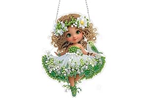 AIRDEA Girl Diamond Painting Hanging Kits Pendant for Adult,Special Shaped Flowers Diamond Art Window Pendant Ornament Flower