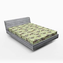 Lunarable Sloth Fitted Sheet, Sloths Hanging from